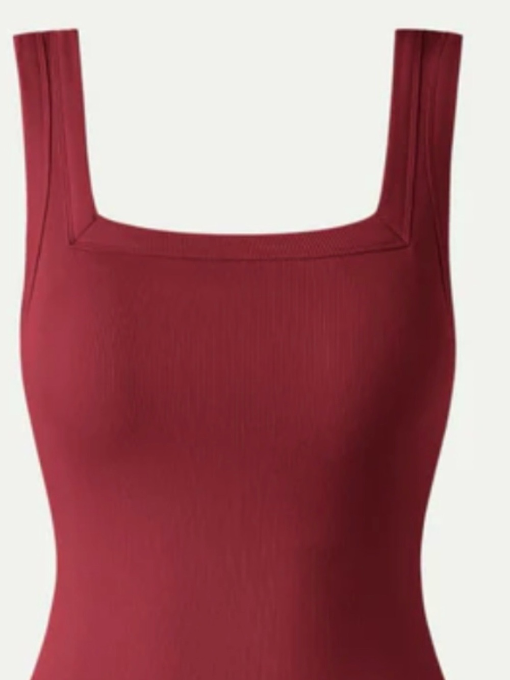 OGL Ribbed Square-Neck Tank Top built in bra brami top in Wine